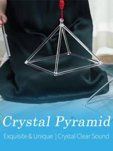 Professional 99.9% High Purity Quartz Crystal Singing Pyramid - Sacred Geometry Energy Healing Instrument for Sound Bath Yoga Meditation & Reiki (Includes Case & Mallet)