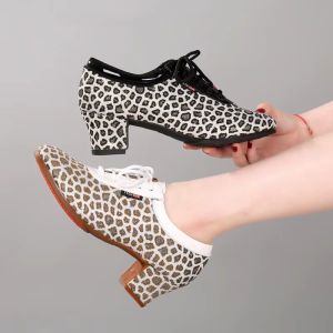 Women Latin Dance Shoes Modern Tango Jazz Shoes Outdoor Leopard print Dance Shoes Woman Dance Sneaker SIZE34-41