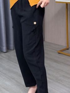 Fashionable 2024 Summer Loose Pants for Women Casual Harem Style Mom Jeans Pure Color Thin Material High Waist Ankle-Length Polyester Fiber