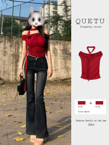 Sang Trọng Phong Cách Pháp Slim Fit Áo Thun Nữ Tay Ngắn Mùa Hè Độ Trống Cao Gợi Cảm Ôm Vai Giảm Béo Hàng Đầu