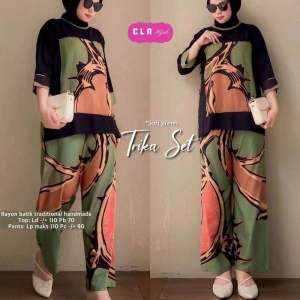 SEMERBAK BATIK ONE SET PREMIUM ABSTRAK | SETELAN CELANA PANJANG LENGAN PANJANG PREMIUM