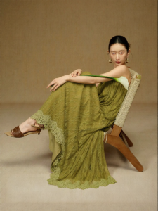 SUSHE | Botanical Lace Spaghetti Strap Dress with Twisted Design Adjustable Waist