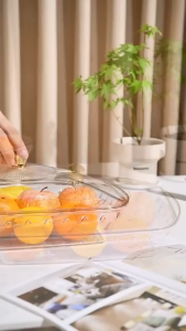 Nampan Saji Food Tray Transparan Tutup Bening Gagang Baki Wadah Tutup Buah Roti Snack Food Grade