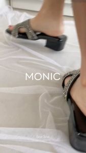 Sara Sara Monic Black Sandal Heels Chunky Hak 4 Cm Wanita