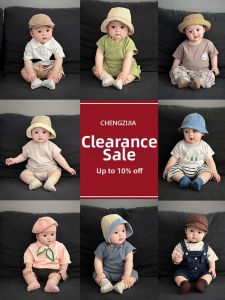 Boys Summer Loose T-shirt and Overalls Shorts Set