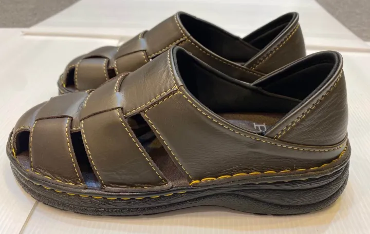 "Premium Dark Brown Leather Sandals shoes for Men – Size 44, Made in ...