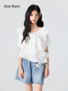 Aiza basic | Asymmetric Ruffle Sleeve Top