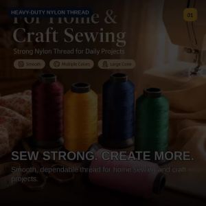 210D/3-ply High Strength Nylon Thread Heavy Duty Large Roll Sewing Machine Thread for Jeans Sofa Leather Upholstery DIY