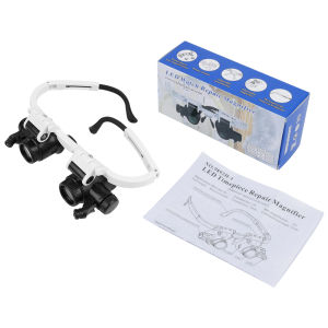 LED Lights Glasses Magnifier Head Mount Magnifying Glass Dual-Lens Eye Loupe Magnifier For Electronics Watch Repair Adjustable