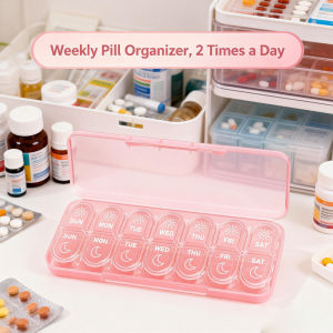 Am & Pm Pill Organizer 7 Days Weekly Pill Organinzer 2 Times a Day Medicine Pill Organizer for Travel Vitamins Fish Oils