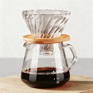 แก้วกรองกาแฟขนาด 600 มล. พร้อมขาตั้งไม้ เครื่องชงกาแฟแบบใช้มือ ชุดหม้อต้มกาแฟ อุปกรณ์เสริมแก้วชงกาแฟ
