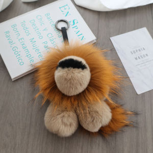 Adorable Keychain Plush Toy Real Otter Rabbit Fur Simba Little Lion King Bag Charm Car Decoration Premium Quality Plush