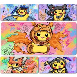 Bandai | Mouse Pad Large Game Rubber Desk Mat Computer Keyboard Pad P-Pokemon Pikachu PC Gaming Accessories Carpet Kawaii Mousepad
