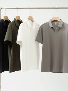 Business Casual Versatile Polo Shirt Short Sleeve Turn-down Collar Long Staple Cotton Lightweight Breathable Summer New Arrivals for Men