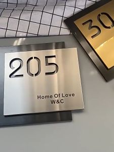 Modern Solid Metal Double Edge Folding ver2 House Number Plate Doorplate Number Plate Address Sign indicator Nombor Rumah (Customizable)
