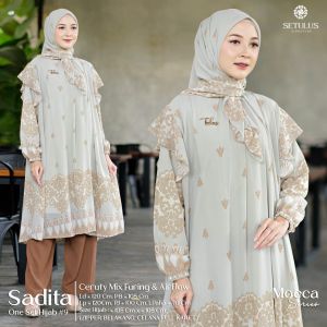 BY TULUS SIGNATURE ONESET HIJAB | SETELAN TUNIK MOTIF JUMBO CELANA KULOT HIJAB PRINTING CERUTY LD 120