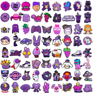 Elegant Purple DIY Shoe Flowers Decorations Soft Rubber Detachable Shoe Buckles Slippers Sandals 72 Styles Shoe Accessories