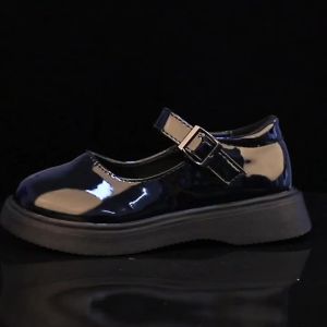 Spring Autumn Glossy Childrens Leather Shoes Fashion Campus Childrens Shoes Anti-Slip Waterproof Platform Soft Comfortable