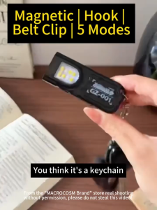 迷你钥匙扣灯 Mini Keychain Flashlight COB LED Rechargeable Type-C Portable Waterproof Magnet Clip Camping Pocket Lamp