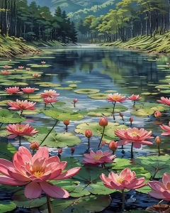 Tranh Sơn Dầu Phong Cảnh Hoa Sen Tự Làm Theo Số Tranh Kỹ Thuật Số Quà Tặng Độc Đáo Dành Cho Người Yêu Thích Phong Cảnh Không Cần Khung.