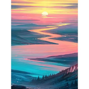 Pastel Sunset River Colorful Gradient Sky Artwork Jigsaw Puzzle 500/1000/1200/2000PCS Stress Relief Puzzle Wall Art Decor Gift