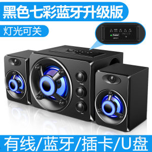 Desktop Computer Speakers Small Wired Multimedia Notebook USB Powered 2.1 Bass Cannon Home Use Sound Box Wood Material