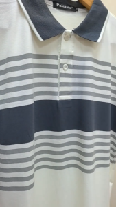Palettes Mens Color Block Striped Polo Shirt Short Sleeve Fashion Korean Style Casual Regular Fit Collared Shirt #7717