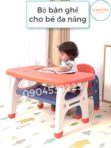 Bộ bàn ghế ăn dặm cho bé cho bé cao cấp 2 trong 1 dễ dàng lắp đặt hai màu hồng và xanh chất liệu cao cấp MK23-020