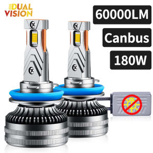 Dualvision K8C H7 LED 60000LM Headlights Canbus 180W H1 H4 H11 9012 HIR2 H8 9005 9006 HB3 HB4 Super Bright 6000K 8054 CSP Chips