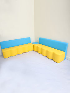 Childrens Cartoon Long Soft Foam Bench Playground Small Leather Stool Early Education Center Foam Seat Creative Fence