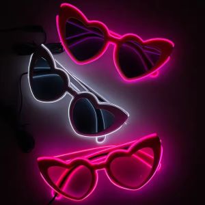Retro LED Flashing Women Sunglasses Bachelorete Party Decoration Wedding Pink Heart Glasses Bride to be Valentines day Props