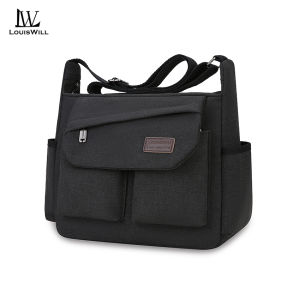 LouisWill Mens Shoulder Bag Thick Canvas Bag Waterproof Messenger Bag Commuter Bag Retro Lightweight Casual Bag Fashion Leisure Sport Street Bag for College Student