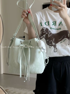 Soft Bag Korean Style Niche Style Sweet Cool Bucket Bag Minimalist Casual Pure Color Shoulder Crossbody Backpack Bag for Women