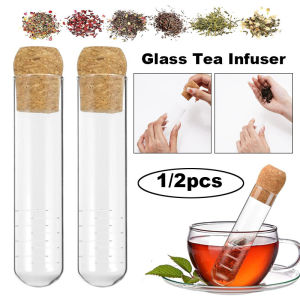 Glass Tea Infuser for Loose Leaf Tea 1/2pcs Reusable Clear Tea Steeper Diffuser for Tea Flower Cups Mugs Teapots with Cork Lid