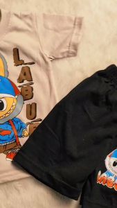 Stelan Anak Lengan Pendek Dan Panjang Motif Labubu Usia Anak 3-10 Tahun Bahan Katun Desain Terbaru