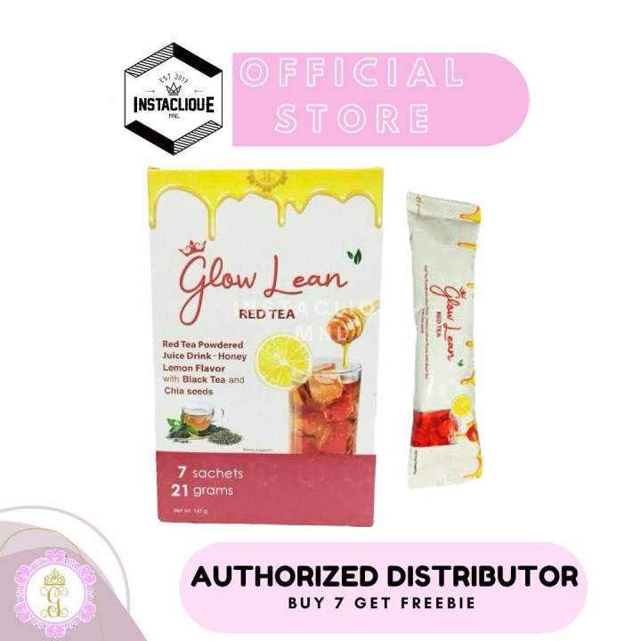 Glow Lean Red Tea Powdered Juice Drink - Honey Lemon Flavor With Black 