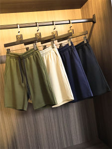 Classic Plaid Fabric Comfortable All-Match Summer Mens Solid Color Basic Retro Fashion Elastic Waist Shorts Trendy Casual Pants