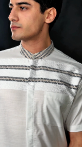 Casella Baju Koko Pria Lengan Pendek Horizontal White | Koko Elegant Ismail