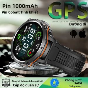 Đồng Hồ Thông Minh GPS Cao Cấp Dành Cho Nam Màn Hình AMOLED HD 1.73 Chống Nước 5ATM Tích Hợp La Bàn Gọi Bluetooth Theo Dõi Sức Khỏe
