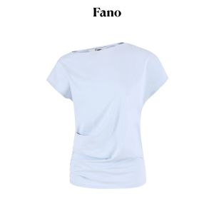 Fano | Áo Thun Một Vai Màu Đơn Giản Có Nếp Gợn