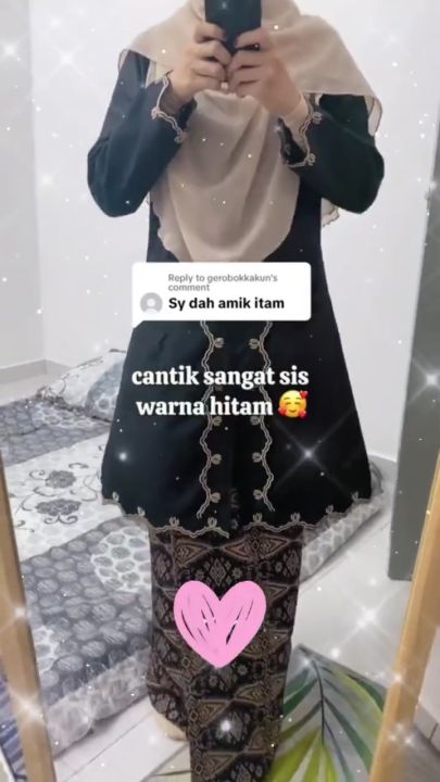 TONMOON Baju Kebarung Batik Labuh Modern Nikah/Tunang Kebaya Batik ...