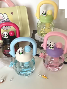 MGBTL019 Botol Minum Anak 2 in 1 Motif Panda Bisa Sedotan Dan Tuang Besar Anti Bocor BPA Free