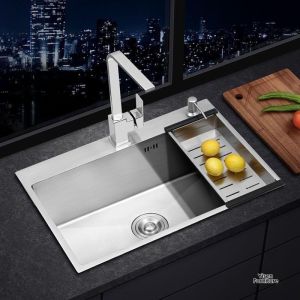 Home Simple Kitchen Sink Top-Mount/Undermount Single Stainless Steel Handmade