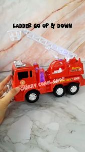 [FREE BATTERIES] Fire Truck Toy with Siren Lights Moving Ladder Bump and Go Firetruck Lori Bomba