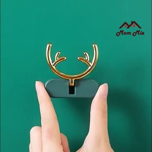 Vỉ 2 Móc treo phích cắm dán tường hình sừng hươu móc treo trang trí decor - J104