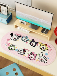 Large Office Mousepad Pink Keyboard Pad Computer Desk Mat with Cartoon Doggies Design for Women Work Station Decorations