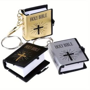 1pc Mini Holy Bible Keychain Creative Small Book Pendant Bag Hanging Decoration Ornament Souvenir Gift