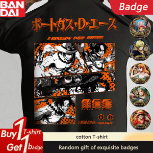 Bandai | ONE PIECE Peripheral Printing Summer Short-sleeved T-shirt Classic Animation Mens and Womens Fashion Trend Cotton T-shirt