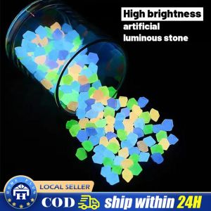 【Local delivery】 300/500Pcs Garden Glow Luminous Pebbles For Walkways Plants Aquarium Decor Glow Stones Garden Decoration Fish Tank Aquarium Decoration Glow Stone