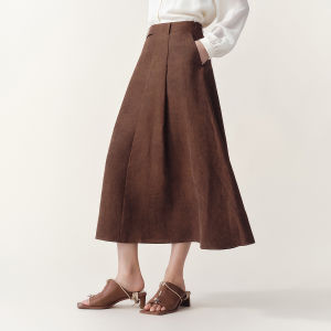V·grass/V-GRASS | Chân Váy A-Line Lụa Charmeuse Màu Camel